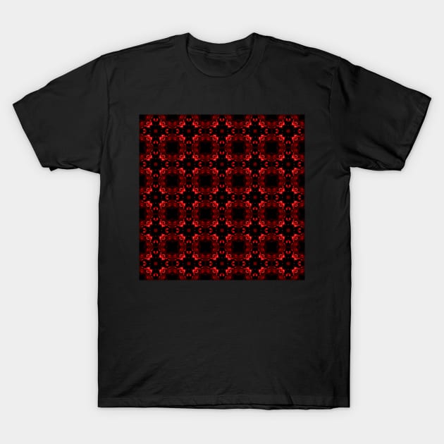 Ominous Red Kaleidoscope pattern (Seamless) 42 T-Shirt by Swabcraft